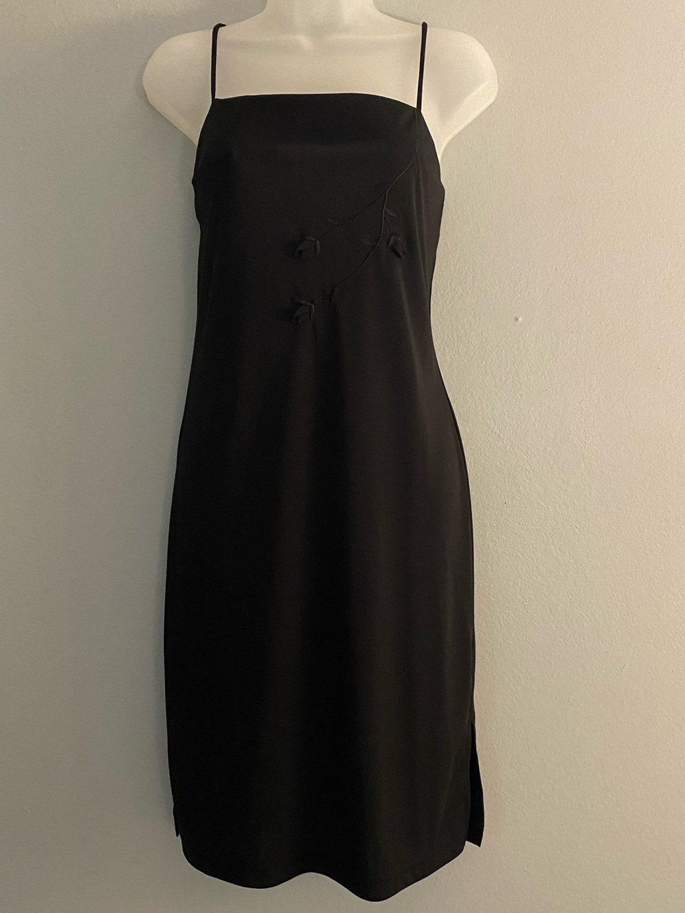 Classic Black Slip Dress with Delicate Knot Detail